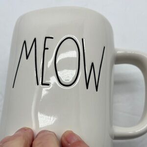 Rae Dunn Meow Ceramic Mug White Coffee Tea